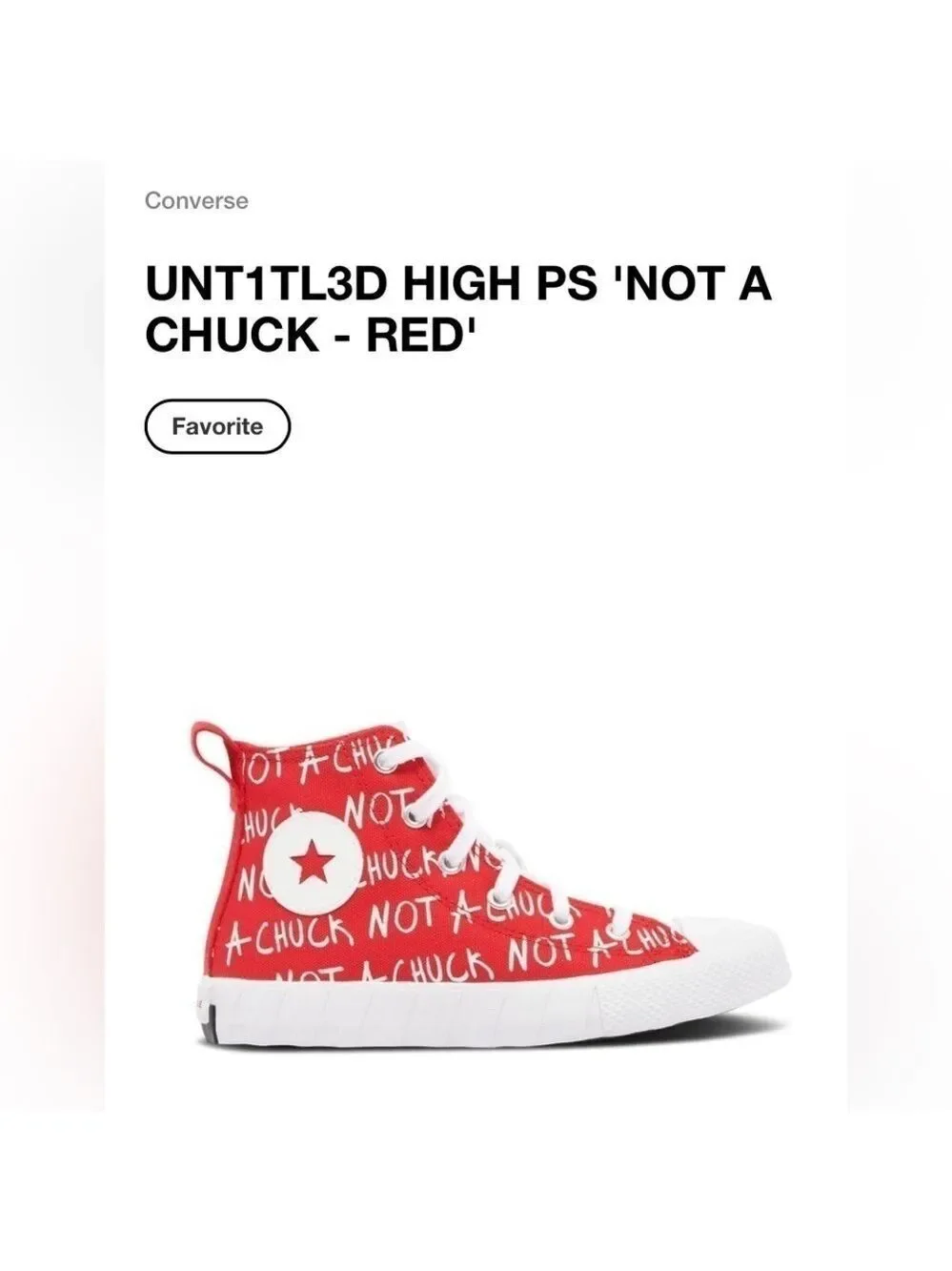 Converse UNT1TL3D Hi Top Not A Chuck Red/White Sneakers size little kids 13